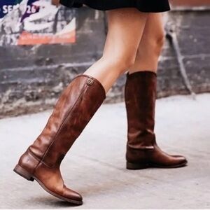 NEW FRYE MELISSA BUTTON 2 Cognac Leather Women’s Size 9.5B